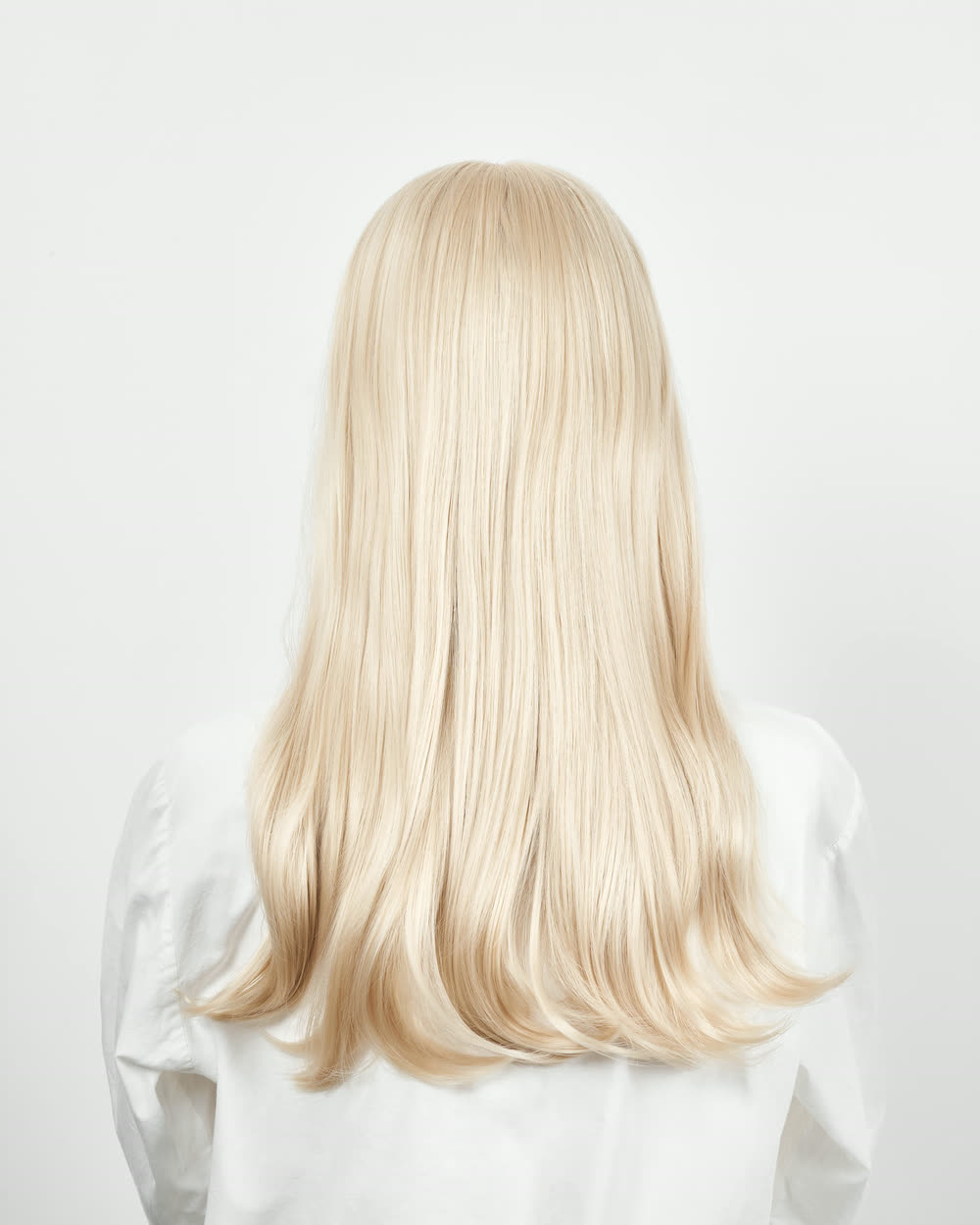 Bleached blonde hair seen from behind